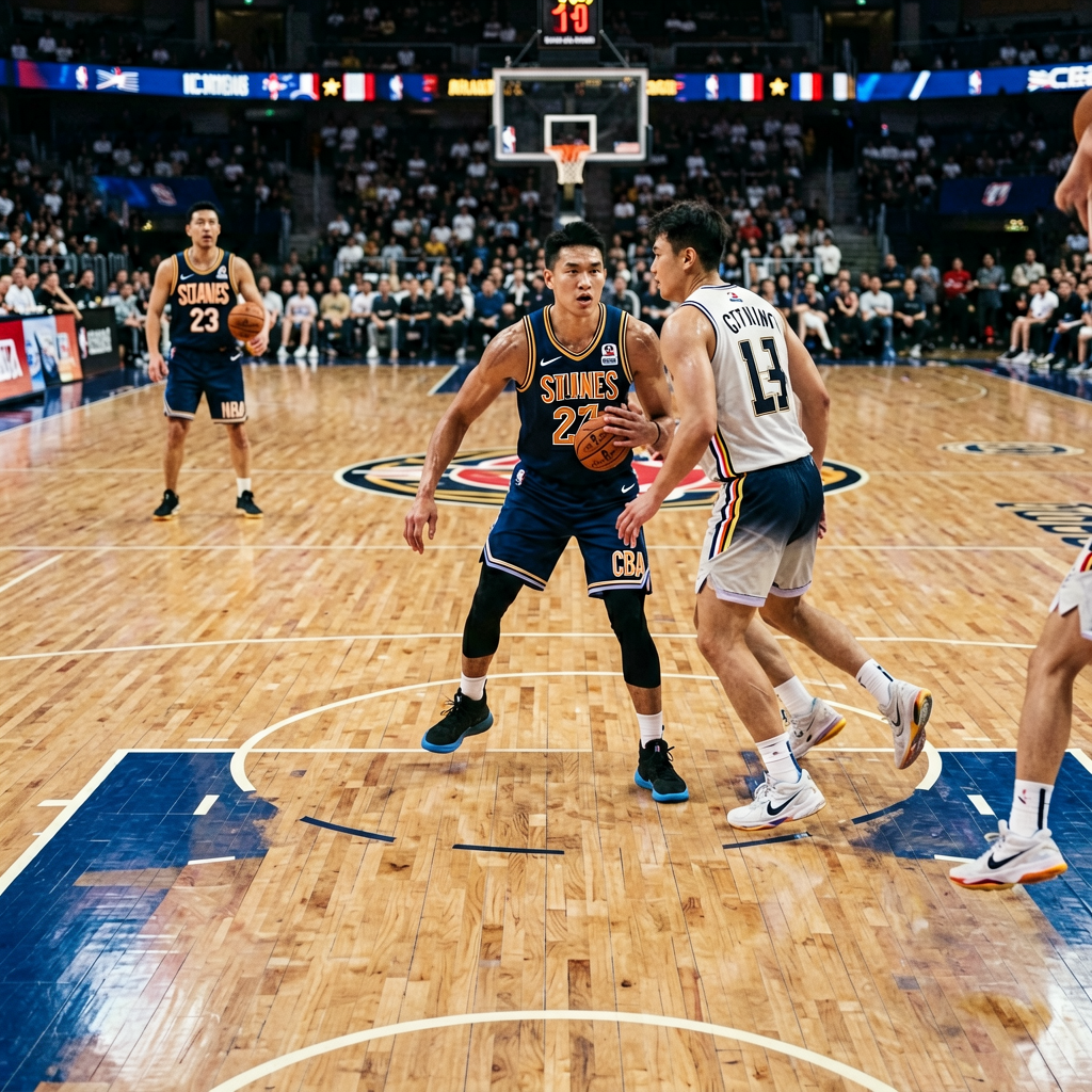NBA篮球比赛地板特写